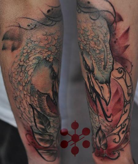 Tattoos - Art Nouveau freehand bird forearm by Yorick Tattoo - 130738